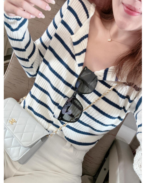 Sheer Striped Knit Top