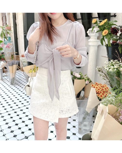 Airy Ribbon Tied Blouse
