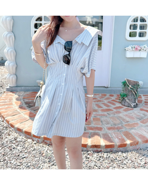 Corset Striped Shirt Dress